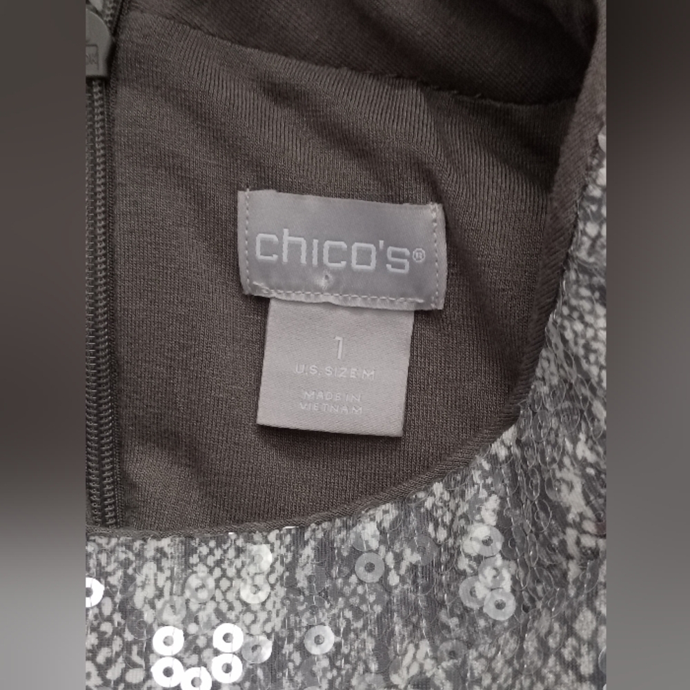 Size 1 Chico's Neutral Python Fully Sequined Holi… - image 7